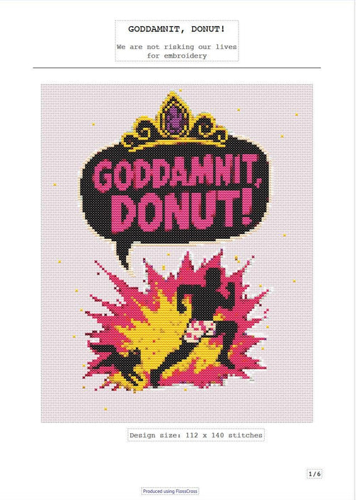 Goddamnit Donut Cross Stitch Pattern (PDF)