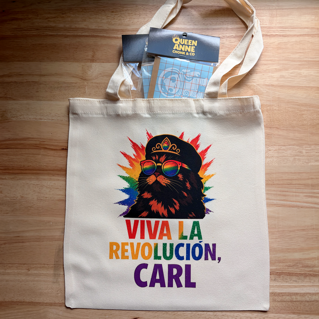 Viva La Revolución Carl Canvas Tote Bag | Pride Edition | Dungeon Crawler Carl Fan Art
