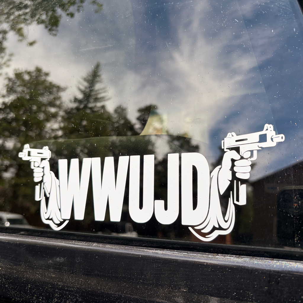 What Would Uzi Jesus Do Car Window Decal