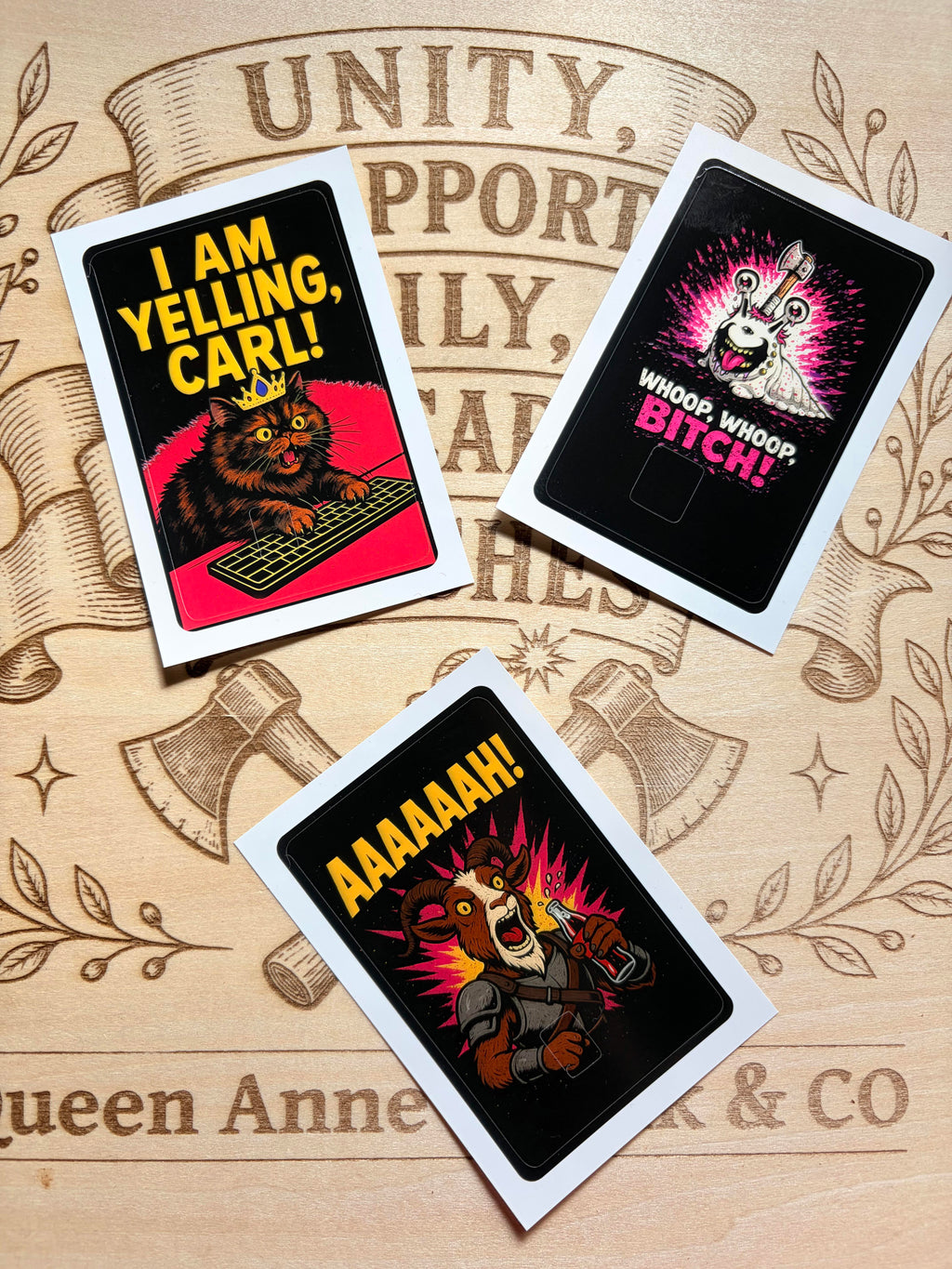 DCC Fan Art Credit Card Skins - I Am Yelling Carl, Sluggalos, & Prepotente