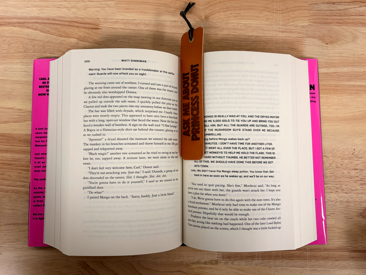 Ask Me About Princess Donut Leather Bookmark | Dungeon Crawler Carl Fan Art