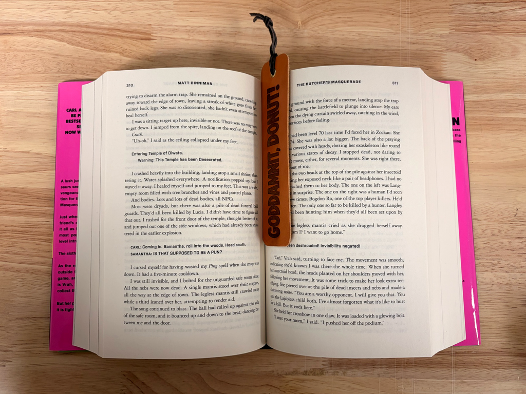 Goddamnit, Donut Leather Bookmark | Dungeon Crawler Carl Fan Art